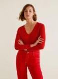 Mango Red Solid Pullover Women