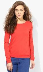 Mango Red Solid Sweatshirt Women