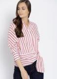 Mango White & Red Striped Shirt Style Top Women