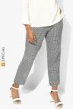 Mango White/Black Self Design Slim Fit Chinos Women