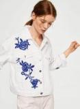 Mango White Embroidered Denim Jacket Women