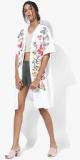 Mango White Floral Embroidered Shrug Women