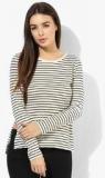 Mango White Striped Cotton T Shirt women