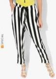 Mango White Striped Slim Fit Coloured Pant Women