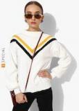 Mango White Striped Sweater Women