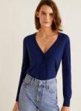 MANGO Women Navy Blue Solid Cardigan