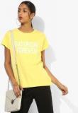 Mango Yellow Graphic T Shirt Women