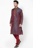 Manish Creations Printed Maroon Kurta Pyjama Men