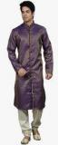 Manish Creations Solid Navy Blue Kurta Set With Churidar Men