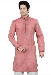 Manish Creations Solid Pink Kurta Men