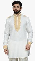 Manish Creations Solid White Kurta Men