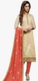 Manvaa Beige Embellished Dress Material women