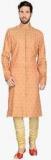 Manyavar Beige Printed Kurta Pyjamas Men