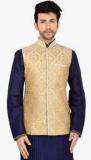 Manyavar Beige Printed Waistcoat men