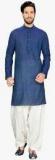 Manyavar Blue Solid Kurta Men