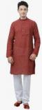 Manyavar Maroon Solid Kurta Men