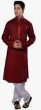 Manyavar Maroon Solid Kurta Pyjama men