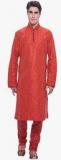 Manyavar Red Embroidered Kurta Pyjama Men