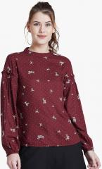 Marie Claire Maroon Printed Regular Top women