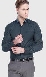 Mark Taylor Solid Dark Grey Formal Shirt Men