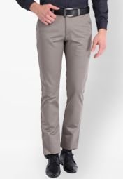 Mark Taylor Solid Grey Formal Trouser Men