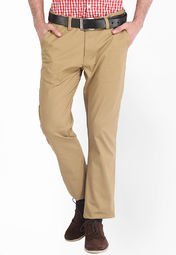 Mark Taylor Solid Khaki Formal Trouser Men