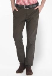 Mark Taylor Solid Olive Formal Trouser Men