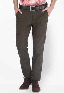 Mark Taylor Solid Olive Formal Trouser men