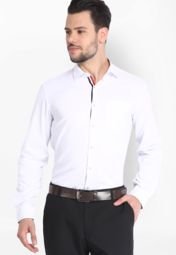 Mark Taylor Solid White Formal Shirt Men