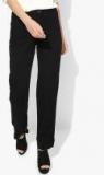 Marks & Spencer Black Solid Mid Rise Regular Fit Chinos Women