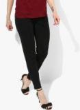 Marks & Spencer Black Solid Mid Rise Regular Fit Coloured Pants Women