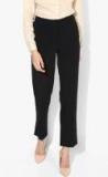 Marks & Spencer Black Solid Mid Rise Regular Fit Formal Trousers women