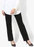 Marks & Spencer Black Solid Regular Fit Coloured Pants Women