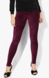 Marks & Spencer Burgundy Solid Leggings Women