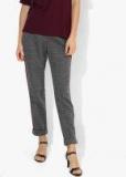 Marks & Spencer Grey Self Design Regular Fit Peg Trousers Women