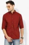 Marks & Spencer Maroon Solid Regular Fit Casual Shirt men