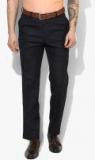 Marks & Spencer Men Navy Blue Tailored Fit Solid Formal Trousers