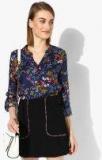 Marks & Spencer Navy Blue Printed Blouse Women