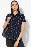 Marks & Spencer Navy Blue Printed T Shirt Women