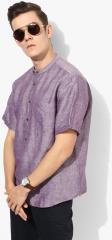 Marks & Spencer Purple Textured Regular Fit Kurta men