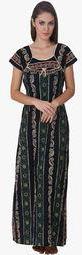 Masha Black Printed Gown Women