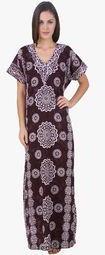 Masha Brown Printed Gown Women