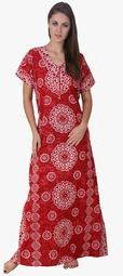 Masha Red Printed Gown Women