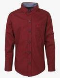 Mashup Maroon Casual Shirt Boys