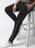 Mast & Harbour Black Slim Fit Solid Joggers Men