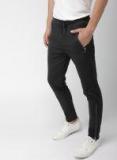 Mast & Harbour Black Slim Fit Solid Trousers Men