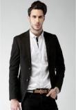 Mast & Harbour Black Solid Blazer Men