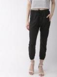 Mast & Harbour Black Solid Regular Fit Joggers Women