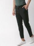 Mast & Harbour Black Solid Slim Fit Chinos Men