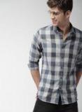 Mast & Harbour Blue & Grey Regular Fit Checked Casual Shirt Men